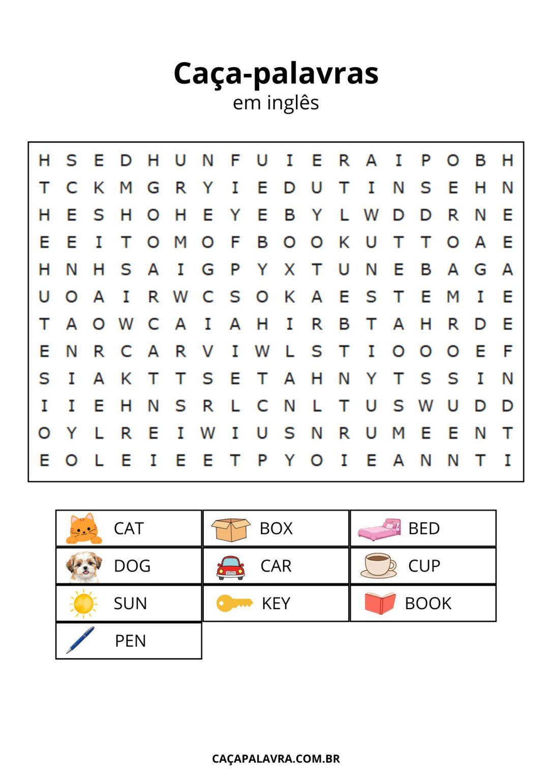 25 Caça-palavras em Inglês – Caça Palavra